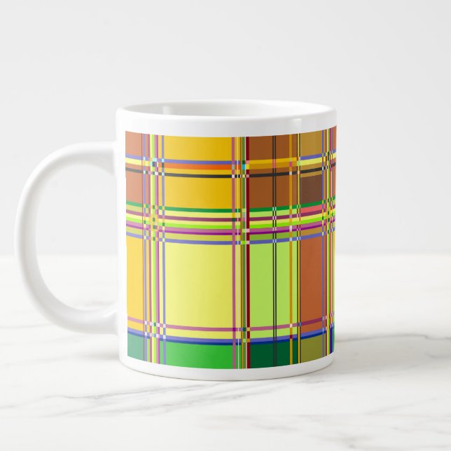 Karibisk Färgrik Tyg Madras-ruta Jumbo Mugg (Vänster)
