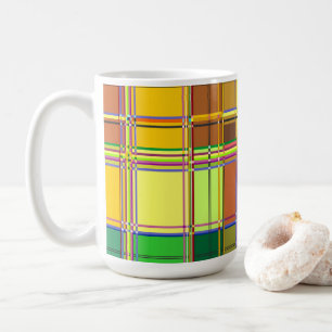 Karibisk Färgrik Tyg Madras-ruta Kaffemugg