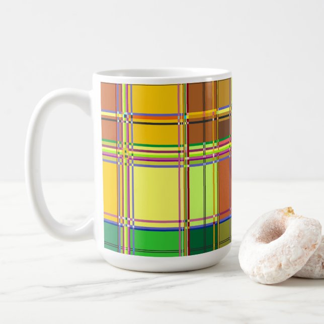 Karibisk Färgrik Tyg Madras-ruta Kaffemugg (Med munk)