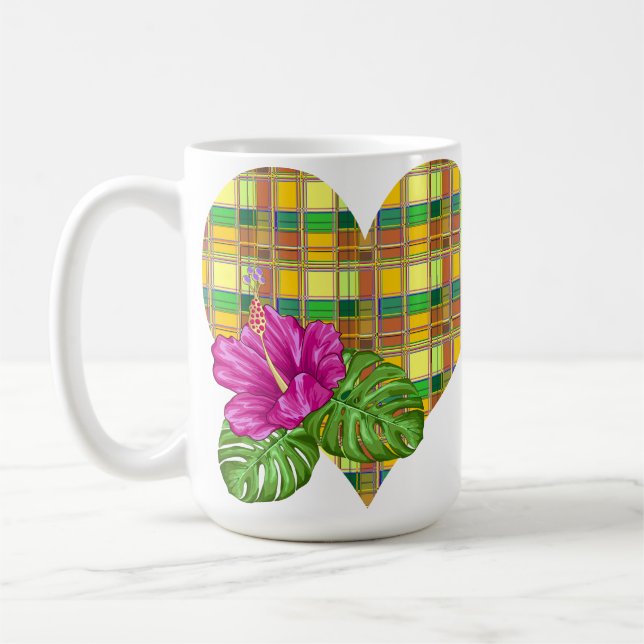 Karibisk Färgrik Tyg Madras-ruta Kaffemugg (Vänster)