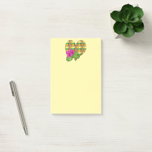 Karibisk Färgrik Tyg Madras-ruta Post-it Block (Kontor)