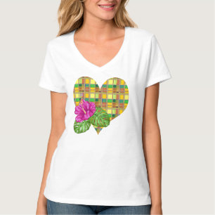 Karibisk Färgrik Tyg Madras-ruta T Shirt
