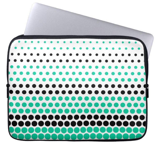 Karibisk grön och svart prickig laptop sleeve (Framsidan)