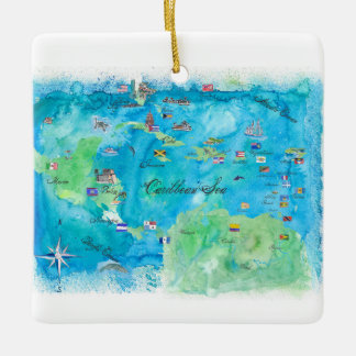 Karibisk kryssning reser affischkartan västra julgransprydnad keramik
