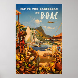 Karibisk målning BOAC Resaaffisch Konsttryck Poster