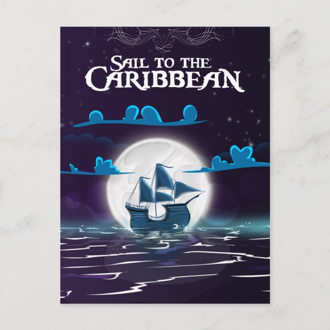 Karibisk piratserie tryck. vykort (Framsida)
