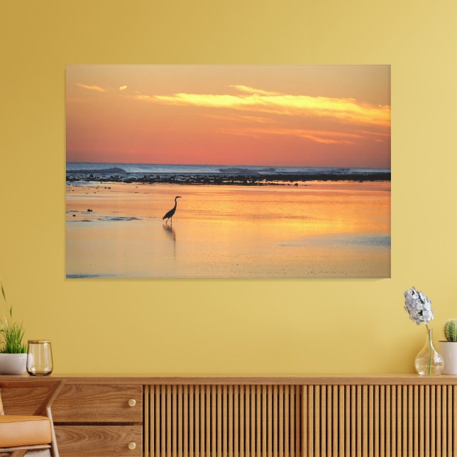 Karibisk solnedgångs häger sträckt canvas (Insitu (Vardagsrum))