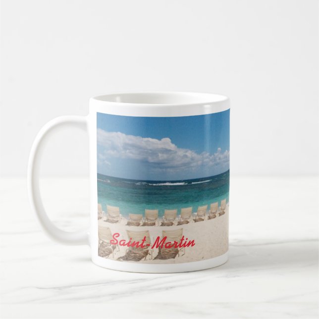 Karibisk strandmugg för St. Maarten Kaffemugg (Vänster)