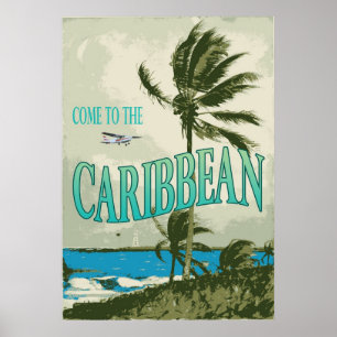 Karibisk vintage resoraffisch poster