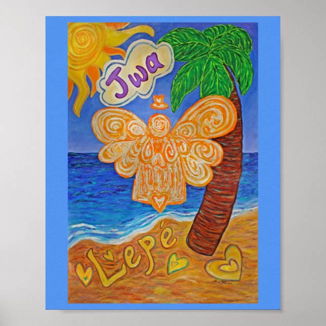 Karibiska Creole Angel Painting Art Print Poster (Framsidan)