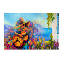 Karibiska Dam med Guitar Painting