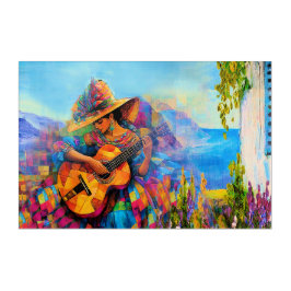 Karibiska Dam med Guitar Painting