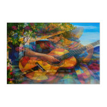 Karibiska Dam med Guitar Painting