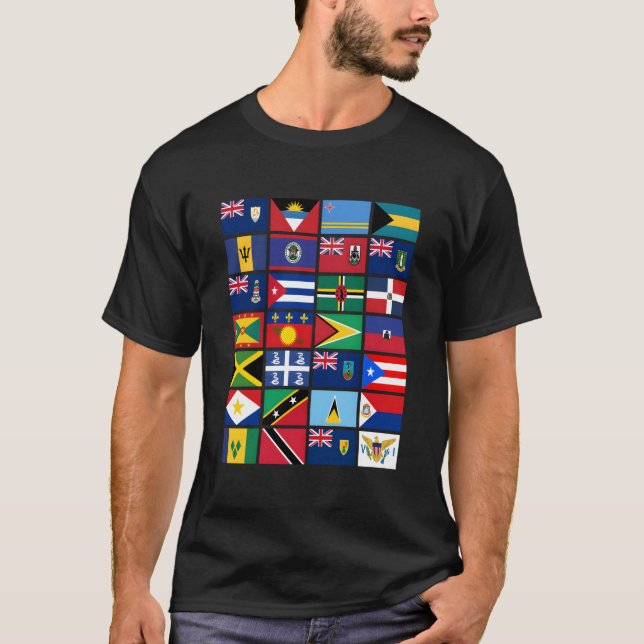 Karibiska Flaggor Unity Pride Geography T Shirt (Framsida)