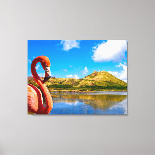 Karibiska flamingo i St. Kitts Triptych Canvastryck