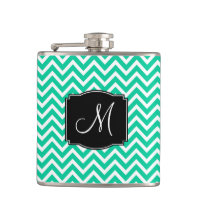 Karibiska Grönten Chevron Mönster med Monogram