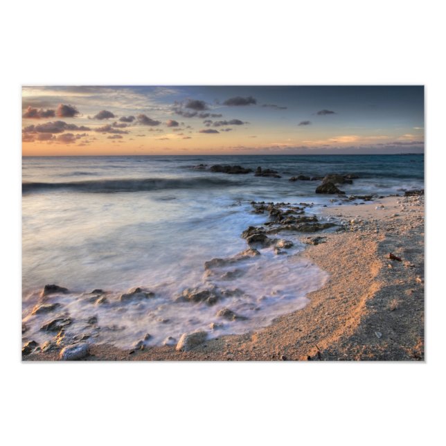Karibiska havet, Caymanöarna. Kolliderande vågor Fototryck (Framsidan)