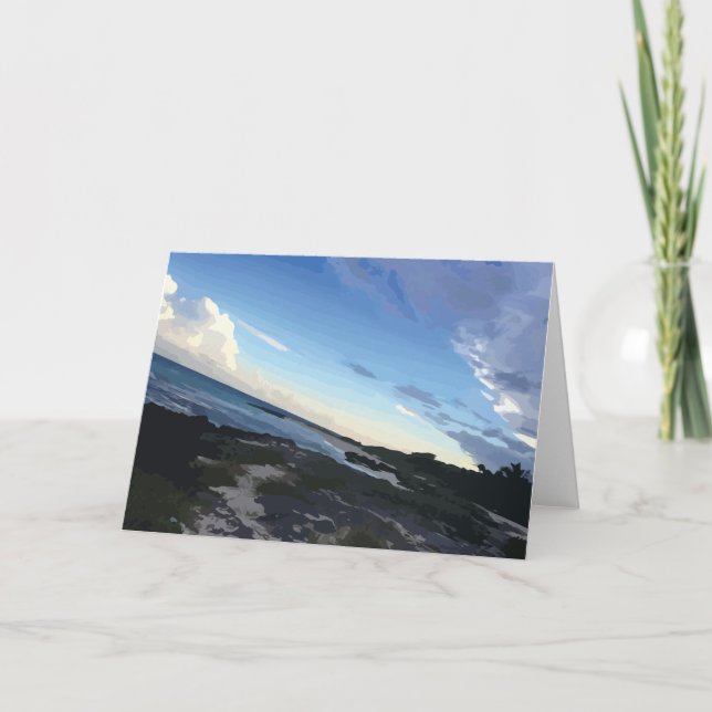 Karibiska havet, Mexiko Beach Blue Oceanen Himlar Kort (Framsida)