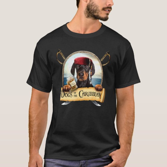 Karibiska Hundar Söt Dobermann För Jul T Shirt (Framsida)