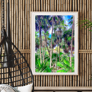 Karibiska huset i Jungle Handflatan Träd Poster