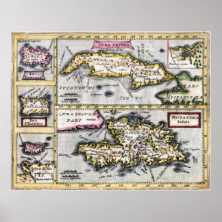 Karibiska öarna - 1700-talet Karta Poster