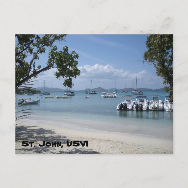 Karibiska ön Harbour med Beach Vykort (Framsida)