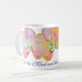 Karibiska orkidéer, tropiska vattenfärgade blommor kaffemugg