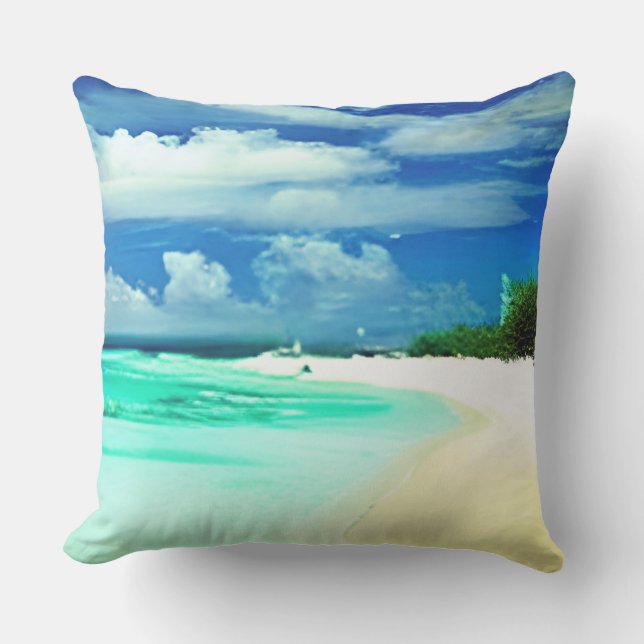 Karibiska persikor med Deep Blue Summer Himlar Kudde (Framsida)