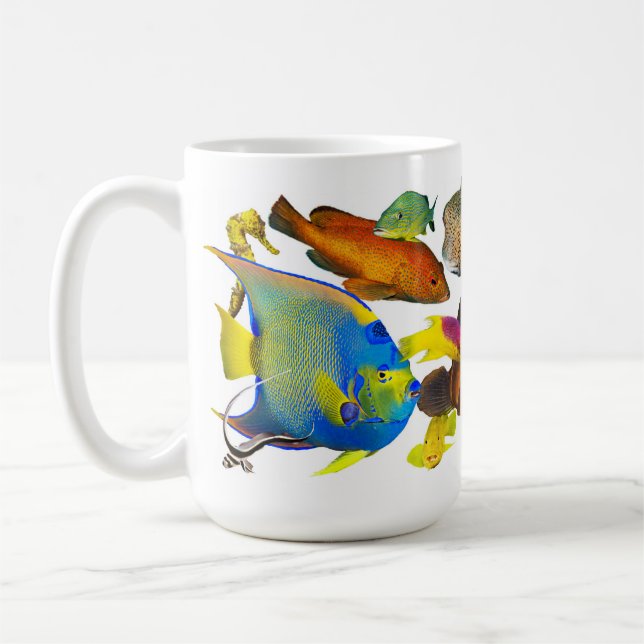 Karibiska revfiskar i färgrik detalj. kaffemugg (Vänster)