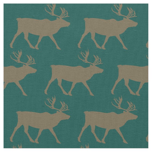 Karibiska Silhouettes Teal Forest Tyg (Närbild)