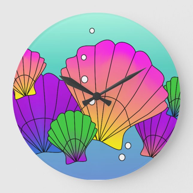 Karibiska Snäckor med bubblor Stor Klocka (Framsida)