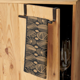 Karibiska stammudcloth: Black, Guld Kökshandduk