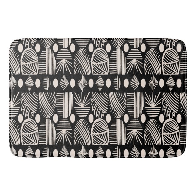 Karibiska stammudcloth: Black, White Badrumsmatta (Framsidan)