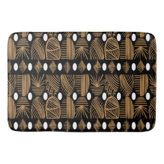 Karibiska stammudcloth: Black, White, Guld Badrumsmatta