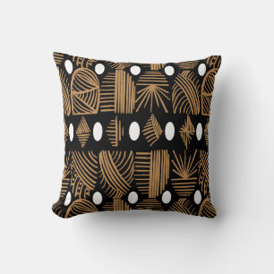 Karibiska stammudcloth: Black, White, Guld Kudde