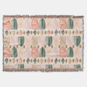 Karibiska stammudcloth: Boho Mörk grönt, Rosa Filt