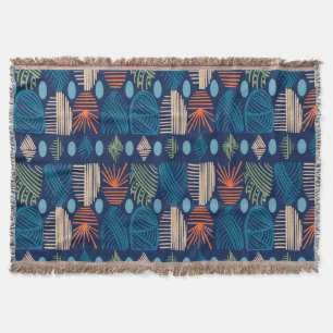 Karibiska stammudcloth: Festive Blue, Orange Filt