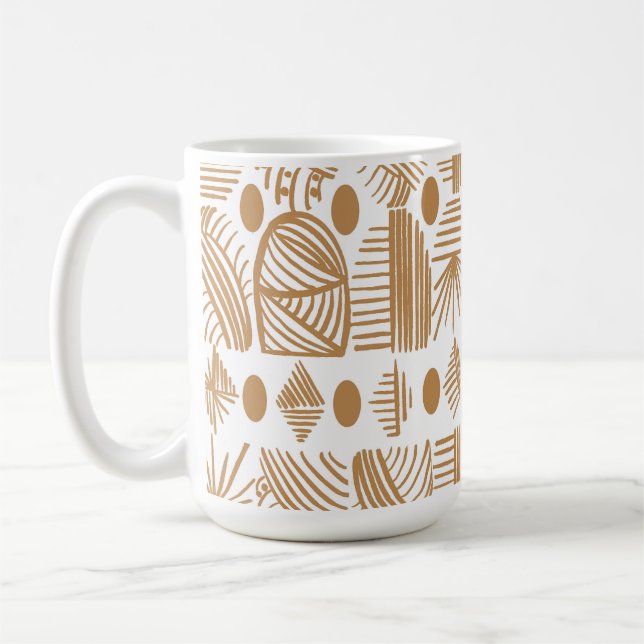 Karibiska stammudcloth: White, Guld Kaffemugg (Vänster)
