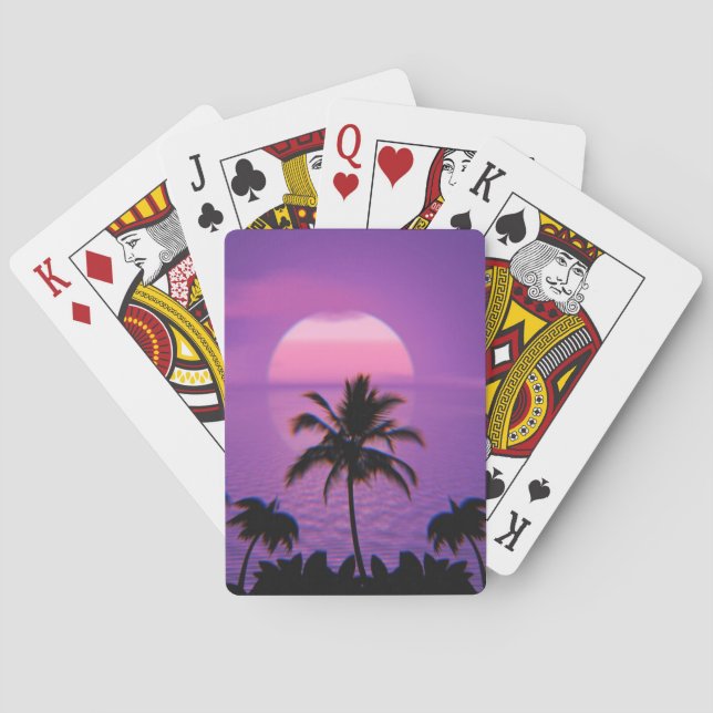 Karibiska sunset Vaporwave Aesthetic Retro 80-tale Casinokort (Baksidan)