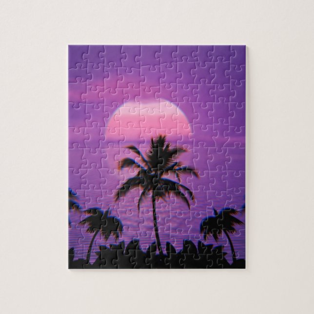 Karibiska sunset Vaporwave Aesthetic Retro 80-tale Pussel (Vertikal)