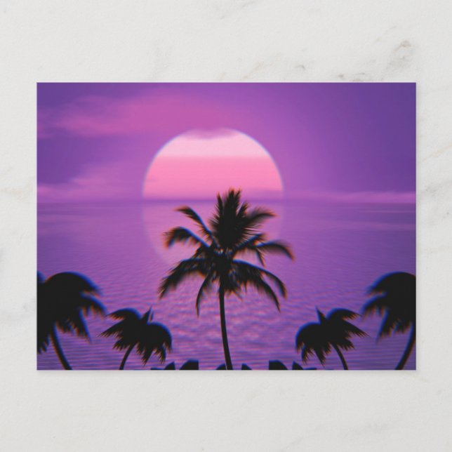 Karibiska Sunset Vaporwave Aesthetic Retro 80-tale Vykort (Framsida)