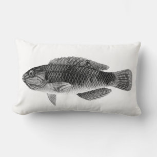 Karibiska tropiska revfisken, svart, vit och Grått Lumbarkudde