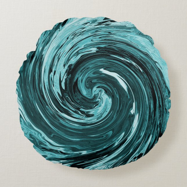 Karibiska vilda vatten..... rund kudde (Framsidan)