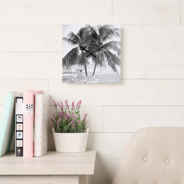 Karibiskt Beach Bliss 8 #rese #art Fyrkantig Klocka (Läsesal)