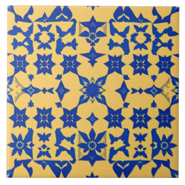 Karibiskt Blått Guld Kakel Motiv Mönster Azulejo