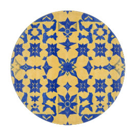 Karibiskt Blått Guld Kakel Motiv Mönster Azulejo