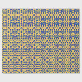 Karibiskt Blått Guld Kakel Motiv Mönster Azulejo Presentpapper
