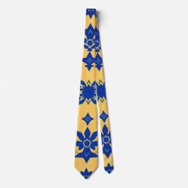 Karibiskt Blått Guld Kakel Motiv Mönster Azulejo Slips