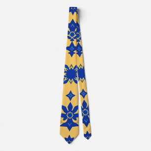 Karibiskt Blått Guld Kakel Motiv Mönster Azulejo  Slips