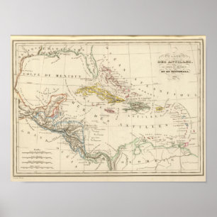 Karibiskt, bukt av Mexico och Guatemala Poster